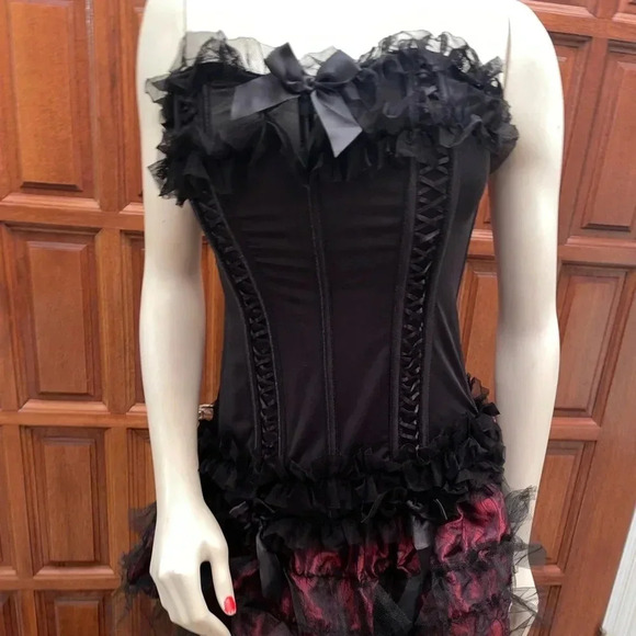 TORRID Womens Size 1 Black Lace Ruffle Corset Strapless Hook & Eye Closure Boned - Picture 6 of 16